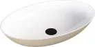 Mosdó, Sapho Banera Oval öntött márvány mosdó 60x40 cm, fehér/matt bézs 14397.82