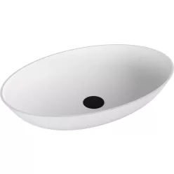   Mosdó, Sapho Banera Oval öntött márvány mosdó 60x40 cm, matt fehér 14397MAT