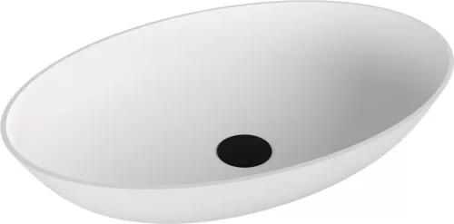 Mosdó, Sapho Banera Oval öntött márvány mosdó 60x40 cm, matt fehér 14397MAT