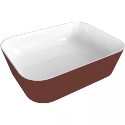   Mosdó, Sapho Banera Square öntött márvány mosdó 50x36 cm, fehér/matt barna 14596.72