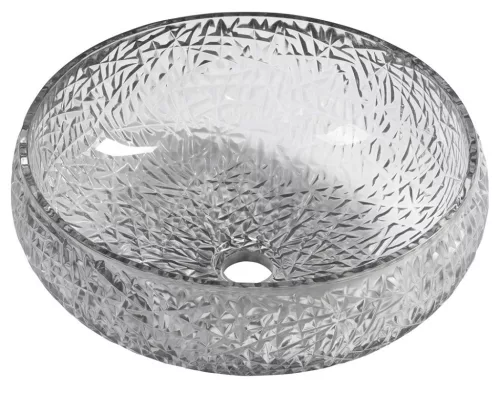 Mosdó, Sapho Gaviota gravírozott üvegmosdó, 42 cm, fekete TY306