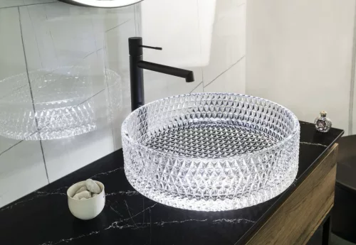 Mosdó, Sapho Maragua gravírozott üvegmosdó, 39,5 cm TY214CL