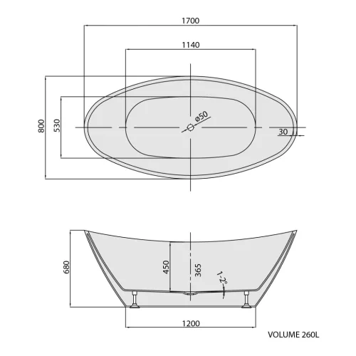 Kád, Sapho Avila szabadonálló kád 170x80 cm 68641