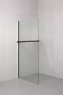 Polc, Sapho walk-in falra szerelhető zuhanypolc törölközőtartóval, 60-140 cm, matt fekete EG1425