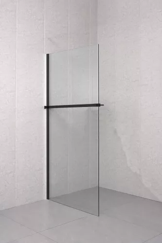 Polc, Sapho walk-in falra szerelhető zuhanypolc törölközőtartóval, 60-140 cm, matt fekete EG1425