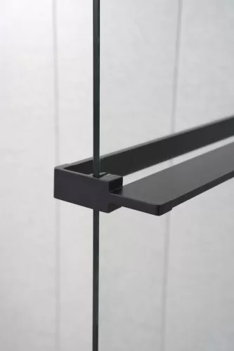 Polc, Sapho walk-in falra szerelhető zuhanypolc törölközőtartóval, 60-140 cm, matt fekete EG1425