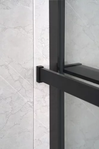 Polc, Sapho walk-in falra szerelhető zuhanypolc törölközőtartóval, 60-140 cm, matt fekete EG1425