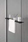 Polc, Sapho walk-in falra szerelhető zuhanypolc törölközőtartóval, 60-140 cm, matt fekete EG1425