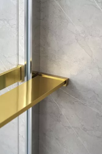Polc, Sapho walk-in falra szerelhető zuhanypolc törölközőtartóval, 60-140 cm, matt arany EG1446
