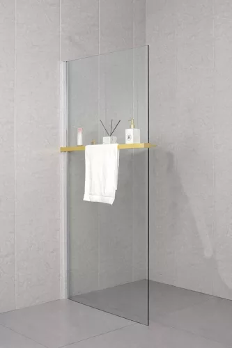 Polc, Sapho walk-in falra szerelhető zuhanypolc törölközőtartóval, 60-140 cm, matt arany EG1446