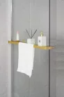 Polc, Sapho walk-in falra szerelhető zuhanypolc törölközőtartóval, 60-140 cm, matt arany EG1446
