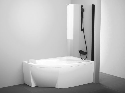 Kádparaván, Ravak Rosa CVSK1 140/150 jobb kádparaván fekete+transparent 7QRM0300Y1