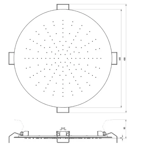 Trópusi zuhany, Ravak mennyezeti kerek fejzuhany 440 mm, króm 987.00CR X07P1258