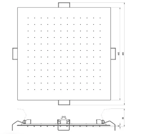 Trópusi zuhany, Ravak mennyezeti négyzet alakú fejzuhany 440x440 mm, króm 988.00CR X07P1263
