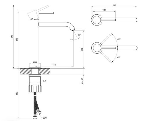 Mosdó csaptelep, Ravak Espirit álló mosdó csaptelep 250 mm ES 014.60GLB, Gold Brushed X070616