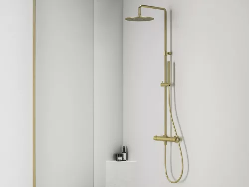 Zuhanyszett, Ravak Espirit termosztátos zuhanyoszlop szettel ES 091.60GLB, Gold Brushed X070614