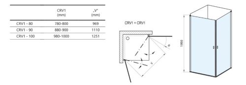 Zuhanyajtó, Ravak Chrome CRV1-100 zuhanyajtó fekete+transparent 1QVA0301Z1
