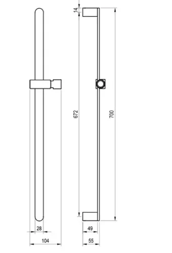 Falirúd, Ravak Állítható zuhanyrózsa tartó 70 cm 977.00CR, króm X07P1247
