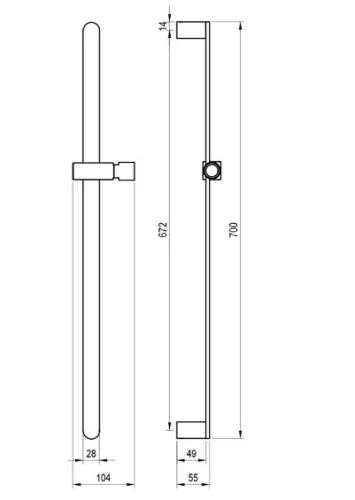 Falirúd, Ravak Állítható zuhanyrózsa tartó 70 cm 977.20BLM, fekete X07P1248
