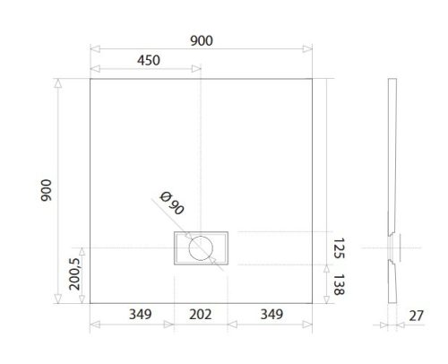 Zuhanytálca, Aquatek SMC Rock szögletes zuhanytálca 90x90
