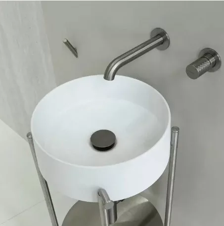 Falba süllyesztett csaptelep, Deante Silia Hexa mosdó csaptelep szálcsiszolt acél BHS_F54L