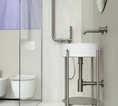 Falba süllyesztett csaptelep, Deante Silia Hexa mosdó csaptelep szálcsiszolt acél BHS_F54L