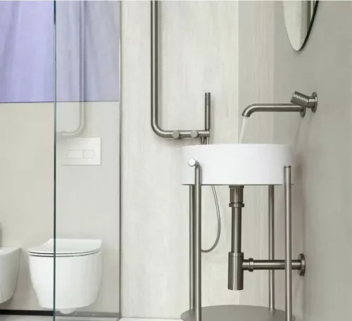 Falba süllyesztett csaptelep, Deante Silia Hexa mosdó csaptelep szálcsiszolt acél BHS_F54L