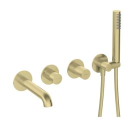   Falba süllyesztett csaptelep, Deante Silia Hexa kádtöltő, szálcsiszolt arany BHS_R18P