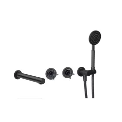   Falba süllyesztett csaptelep, Deante Temisto kádtöltő csaptelep zuhanyszettel, fekete BQT_N18P