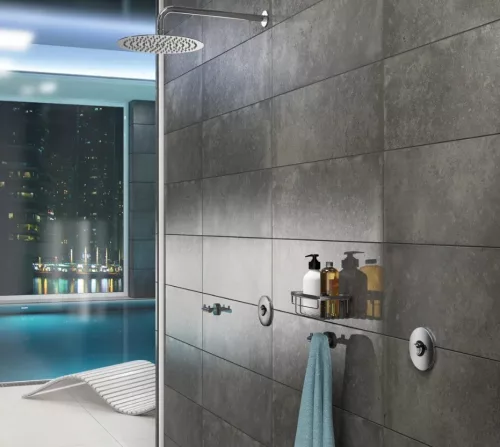 Trópusi zuhany, Deante Floks acél fejzuhany, 300 mm, kerek, króm NAC_003K