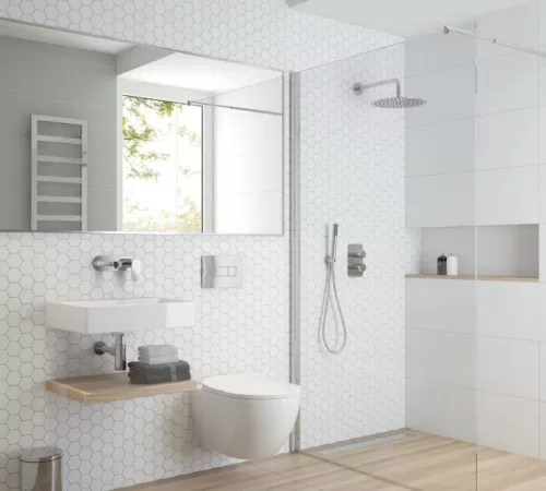 Trópusi zuhany, Deante Floks acél fejzuhany, 300 mm, kerek, króm NAC_003K