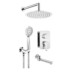   Falba süllyesztett csaptelep, Deante Arnika falsík alatti zuhanyszett+kádkifolyó, króm BXYY0QAM