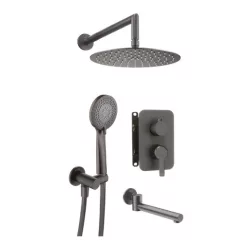   Falba süllyesztett csaptelep,Deante Arnika falsík alatti zuhanyszett+kádkifolyó,titanium BXYYDQAM