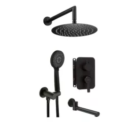   Falba süllyesztett csaptelep, Deante Arnika falsík alatti zuhanyszett+kádkifolyó, fekete BXYYNQAM