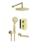 Falba süllyesztett csaptelep, Deante Arnika zuhanyszett+kádkifolyó szálcsiszolt arany BXYYRQAM