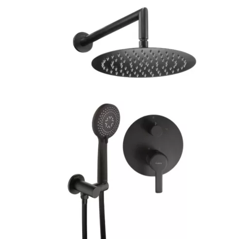 Falba süllyesztett csaptelep, Deante Arnika falsík alatti zuhanyszett, fekete NAC_N9QP