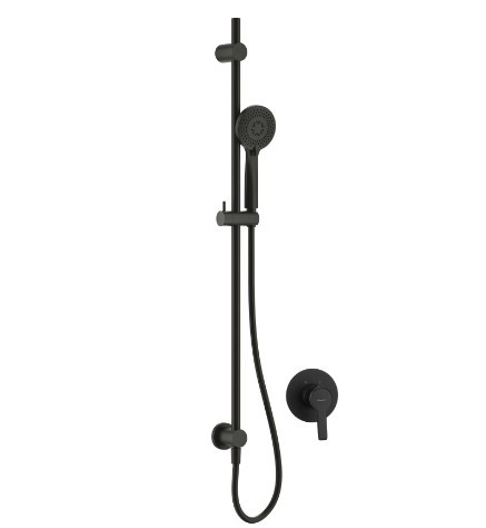 Falba süllyesztett csaptelep, Deante Arnika falsík alatti zuhanyszett, fekete NAC_N9TP