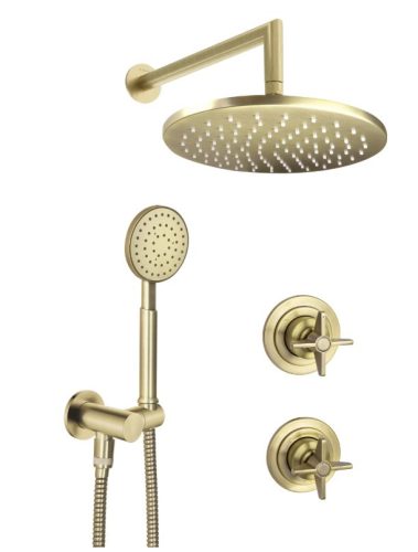 Falba süllyesztett csaptelep, Deante Temisto falsík alatti zuhanyszett, sárgaréz NAC_M9QT