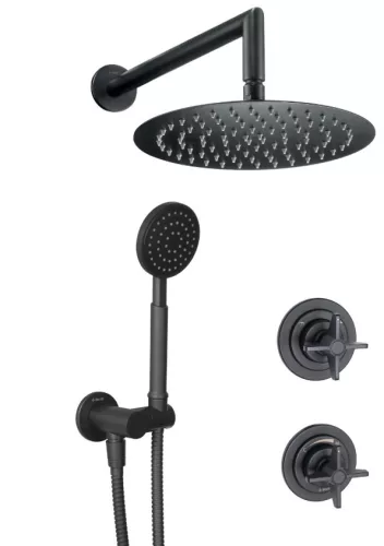 Falba süllyesztett csaptelep, Deante Temisto falsík alatti zuhanyszett, fekete NAC_N9QT