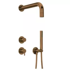   Falba süllyesztett csaptelep, Deante Silia zuhanyszett fejzuhannyal, szálcsiszolt bronz NQS_C9XK