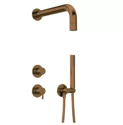 Falba süllyesztett csaptelep, Deante Silia zuhanyszett fejzuhannyal, szálcsiszolt bronz NQS_C9XK