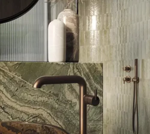 Falba süllyesztett csaptelep, Deante Silia zuhanyszett fejzuhannyal, szálcsiszolt bronz NQS_C9XK