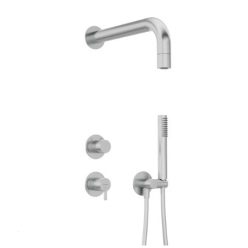   Falba süllyesztett csaptelep, Deante Silia zuhanyszett fejzuhannyal, szálcsiszolt acél NQS_F9XK