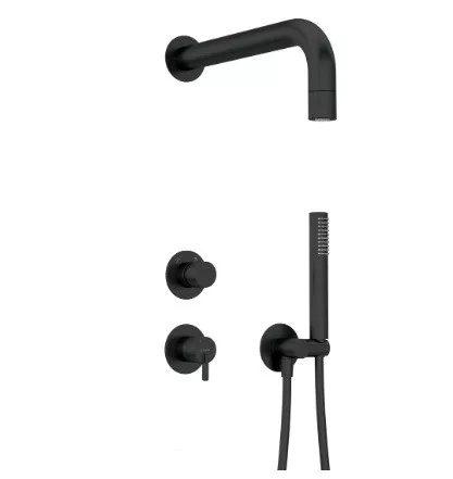Falba süllyesztett csaptelep, Deante Silia zuhanyszett fejzuhannyal, fekete NQS_N9XK