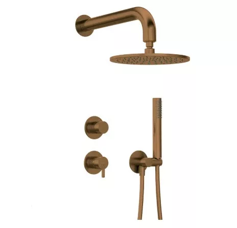 Falba süllyesztett csaptelep, Deante Silia zuhanyszett fejzuhannyal, szálcsiszolt bronz NQS_C9YK