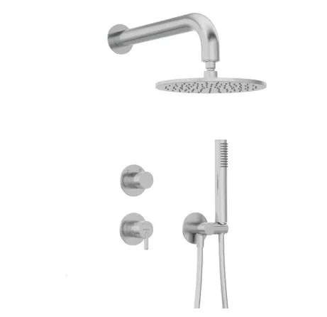 Falba süllyesztett csaptelep, Deante Silia zuhanyszett fejzuhannyal, szálcsiszolt acél NQS_F9YK