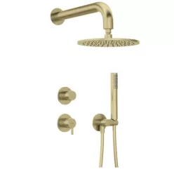   Falba süllyesztett csaptelep, Deante Silia zuhanyszett fejzuhannyal, szálcsiszolt arany NQS_R9YK