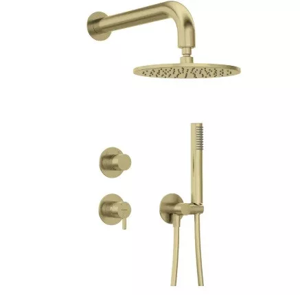 Falba süllyesztett csaptelep, Deante Silia zuhanyszett fejzuhannyal, szálcsiszolt arany NQS_R9YK