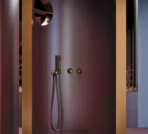 Falba süllyesztett csaptelep, Deante Silia zuhanyszett fejzuhannyal, szálcsiszolt bronz NQS_C0XK