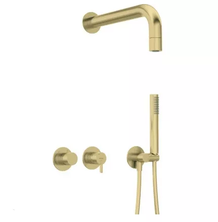 Falba süllyesztett csaptelep, Deante Silia zuhanyszett fejzuhannyal, szálcsiszolt arany NQS_R0XK